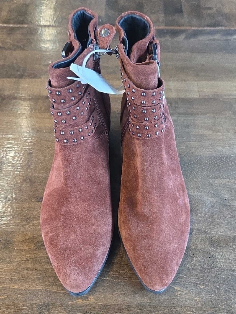 Geox Size EU 37  US 7 Women’s Suede Studded Ankle Boots - Rust Brown NEW - Picture 2 of 8